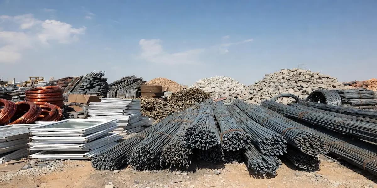 Post-demolition site clearance and scrap recovery in progress at construction site in Abu Dhabi UAE by Raseen
