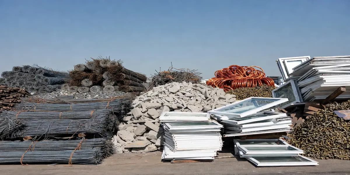 Steel rebar, copper wire, aluminium frames and brass fittings collected from demolition sites in UAE by Raseen