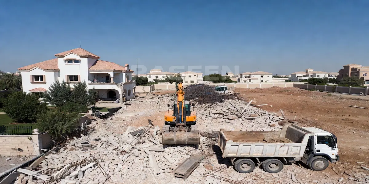 Villa demolition in progress Al Nuaimia Ajman — Raseen