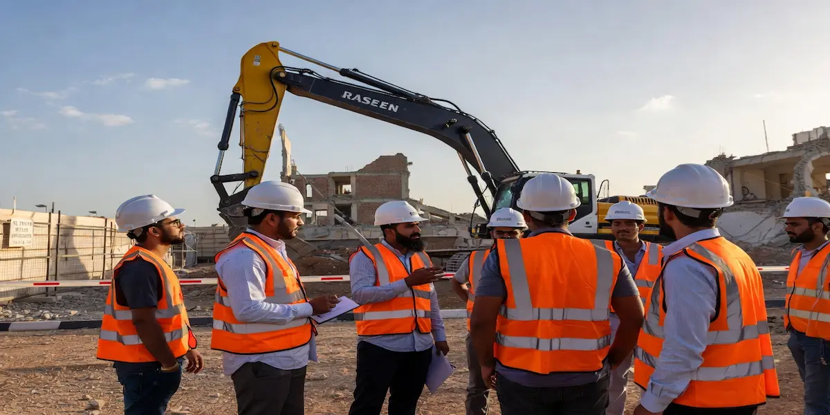 A Day in the Life of a Raseen Demolition Team in UAE Raseen demolition team on site UAE