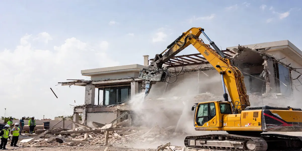 Raseen Villa Demolition Process UAE - 2026 Complete Guide Villa demolition in progress Sharjah UAE